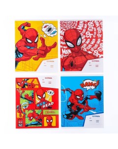 Тетрадь 18 листов линейка Spider Man 4 вида МИКС Человек паук Marvel