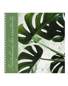 Скетчбук Premium Тропические листья белая бумага 210 х 210 мм 60 листов Hatber