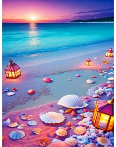 Алмазная мозаика Песчаный пляж с ракушками на подрамнике 40x50 GA75233 Boomboomshop