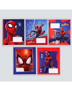 Тетрадь 12 листов линейка Супергерой 5 видов МИКС Человек паук Marvel