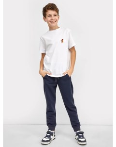 Хлопковая футболка белого цвета с миниатюрной вышивкой для мальчиков Mark formelle