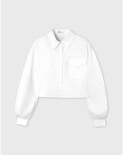 Белая укороченная рубашка oversize с драпировкой Gloria jeans