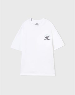Белая свободная футболка с драконом Gloria jeans