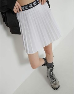 Белая юбка в складку с акцентным поясом Gloria jeans