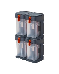 Ящик для метизов 7х16х24 см пластик Expert 4 штуки подвесной серо свинцовый оранжевый BR395410026 Blocker