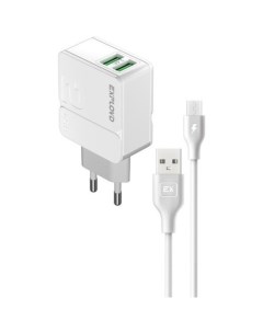 Сетевое зарядное устройство EX Z 1441 2 USB кабель microUSB белое Exployd
