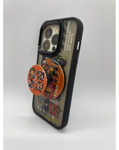 Чехол под Iphone 15 pro c магнитным попсокетом Х черный Boter