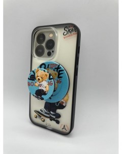 Чехол под Iphone 14 pro max c магнитным попсокетом Мишка на скейте Boter