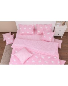 Комплект постельного белья Фламинго розовый 1 5 спальный Хлопковый край
