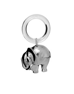 Погремушка детская серебряная Слон на кольце Argenta