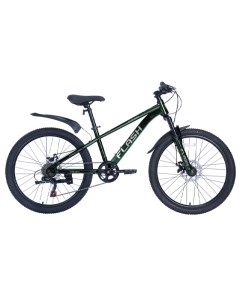 Велосипед Flash 24 disc рама 13 2024 зеленый хамелеон Tech team