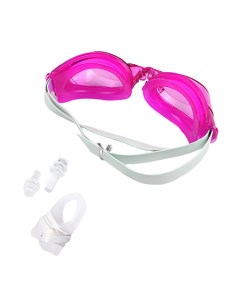 Очки для плавания детские фиолетовые с затычкой для ушей и зажимом для носа Nobrand