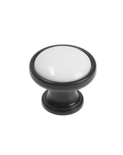 Ручка кнопка РК101 d 32 мм пластик цвет черный с белой вставкой Cappio