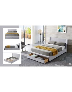 Кровать с выдвижным ящиком Minneapolis 140x200 серый Imodern
