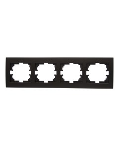 Рамка для розеток и выключателей RAIN четырехместная горизонтальная черный графит м Lezard