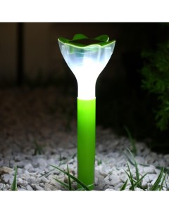 Садовый светильник на солнечной батарее Цветок зелёный 6x29x6 см 1 LED свечение белое Luazon lighting