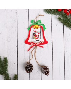 Украшение ёлочное Колокольчик с шишками Дед Мороз и снеговик 9х24 см 2шт Зимнее волшебство
