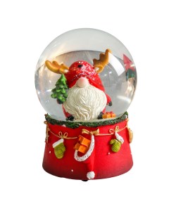 Снежный шар Дед Морозик с оленьими рожками полистоун музыкальный 11 5х11 5х14 см Кнр
