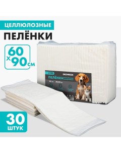 Пеленки для домашних животных белый целлюлоза 60 х 90 см 30 шт Groomroom