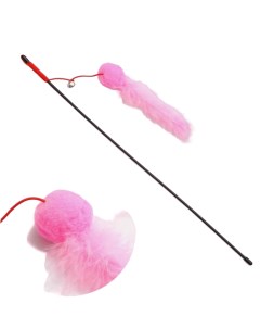 Игрушка для кошек с мягким шариком и меховым хвостом розовая Пижон