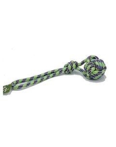 Грейфер для собак N1 веревка с плетеным мячом и ручкой зеленый хлопок 40 см 1%