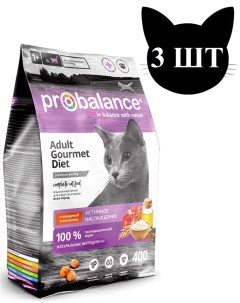 Сухой корм для кошек Gourmet Diet с говядиной и ягненком 3шт по 0 4кг Probalance
