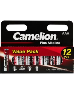Батарейка алкалиновая Camelion Plus Alkaline LR03 HP12 AAA 12 шт Без бренда