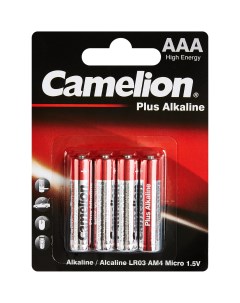 Батарейка алкалиновая Camelion Plus Alkaline LR03 BP4 AAA 4 шт Без бренда