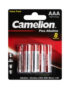 Батарейка алкалиновая Camelion Plus Alkaline LR03 BP5 3 AAA 8 шт Без бренда