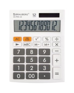 Калькулятор Ultra 12 Wt 12 разрядный белый Brauberg