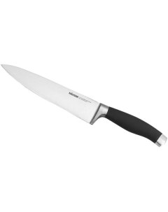 Нож кухонный Rut 722714 шеф 200мм заточка прямая стальной черный серебристый Nadoba