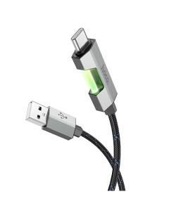 USB Кабель Type C U123 1 2м с индикатором черный Hoco