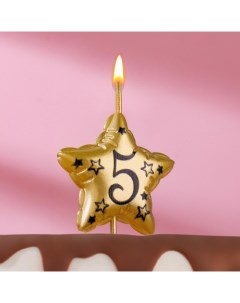 Свеча в торт на шпажке Воздушная звездочка цифра 5 9х4 2 см золото Омский свечной
