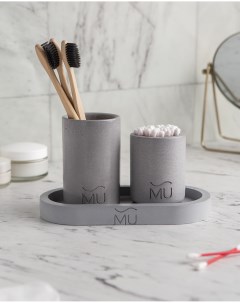 Набор для ванной комнаты 01 3 предмета бетон серый глянцевый Musko home