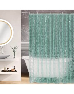 Штора для ванной с кольцами 3D 180x180 см PEVA цвет зеленый Niklen