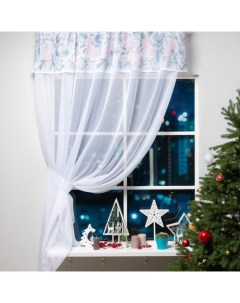 Тюль с подхватом и ламбрекеном Christmas flowers 250х200см 100 п э вуаль Этель