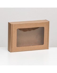Коробка самосборная бурая с окном 21 х 15 х 5 см 5 шт Русэкспресс