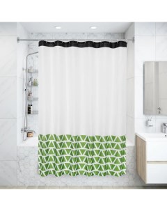Штора для ванной Валенди с люверсами 180x200 см полиэстер цвет белый зеленый Vidage
