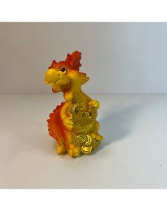 Сувенир Рыжий дракон с евро полистоун Китай