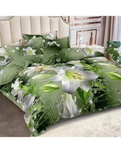 Комплект постельного белья 2 спальный Поплин Зеленый Лилия Love