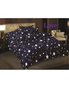 Комплект постельного белья Поплин 1 5 спальный Черные звезды Love