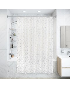 Штора для ванной с кольцами Chiara SWC 90 180x200 см полиэстер цвет белый Swensa