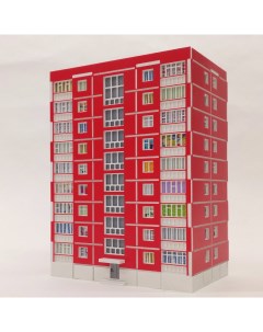 Ночник декоративный Домик панелька 9 этажей красный Мастерская виктория