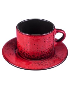 Чайная пара Млечный путь фарфор 200 мл красный Борисовская керамика