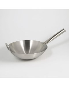 Сковорода wok Chief D 32 см с ручкой нержавеющая сталь 6916745 Nobrand
