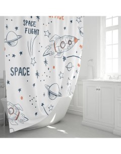 Штора для ванной Space 180x200 см полиэстер цвет белый Fixsen