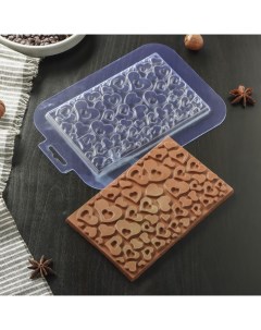 Форма для шоколада и конфет Плитка в сердечках цвет прозрачный Nobrand