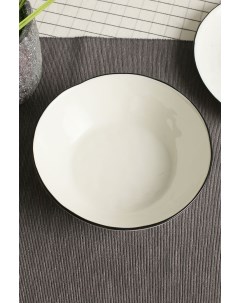 Тарелка суповая 18 5 см белый черный фарфор 7109226 Coincasa