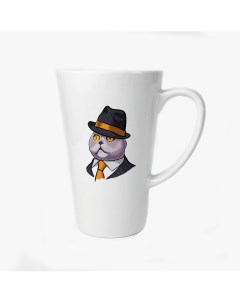 Большая конусная кружка Кот в костюме галстук и шляпа Coolpodarok