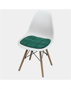 Подушка на стул из велюра противоскользящая 39х40 зеленая Chiedocover